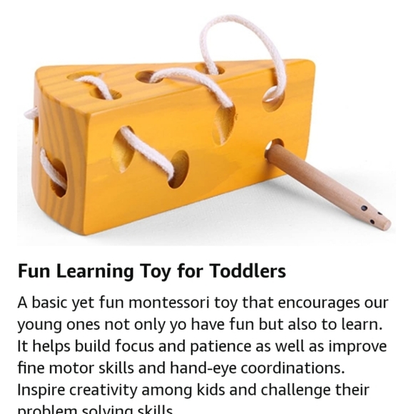 Wooden Cheese Lacing Toy - Picture 5 of 8